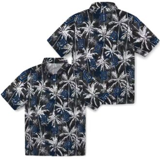 Detroit Tigers Palm Pattern Hawaiian Shirt - MLB Navy Black Tropical Shirt for Baseball Fans