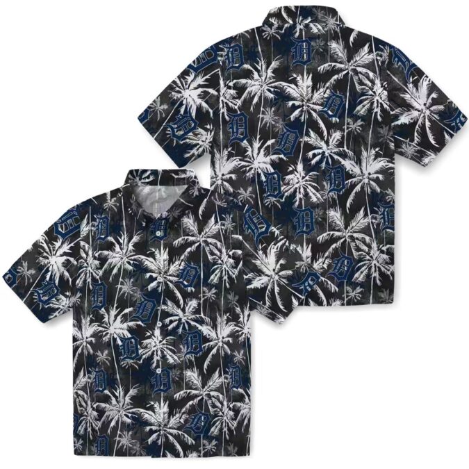Detroit Tigers Palm Pattern Hawaiian Shirt - MLB Navy Black Tropical Shirt for Baseball Fans