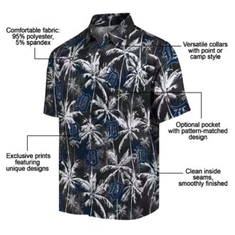 Detroit Tigers Palm Pattern Hawaiian Shirt - MLB Navy Black Tropical Shirt for Baseball Fans