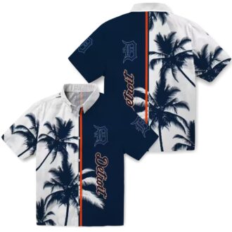 Detroit Tigers Palm Trees Hawaiian Shirt - MLB Team Navy White Aloha Shirt for Beach & Summer Fun