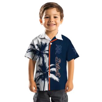 Detroit Tigers Palm Trees Hawaiian Shirt - MLB Team Navy White Aloha Shirt for Beach & Summer Fun
