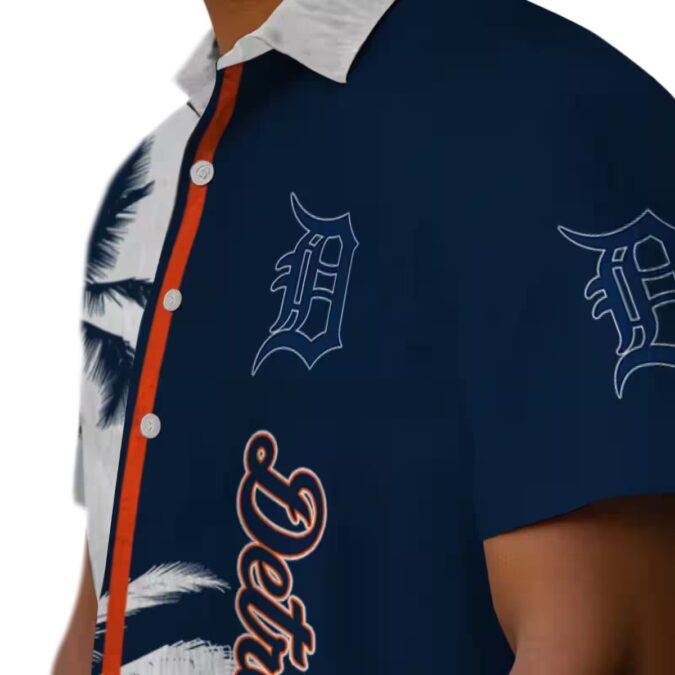 Detroit Tigers Palm Trees Hawaiian Shirt - MLB Team Navy White Aloha Shirt for Beach & Summer Fun