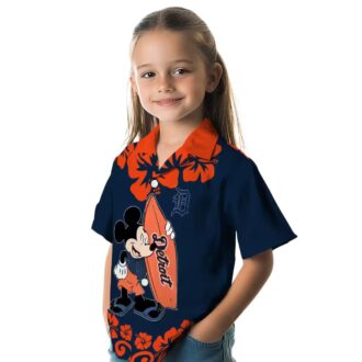 Detroit Tigers Surfing Mickey Navy Hawaiian Shirt - MLB Tropical Beach Shirt for Fans