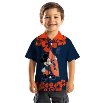 Detroit Tigers Surfing Mickey Navy Hawaiian Shirt - MLB Tropical Beach Shirt for Fans