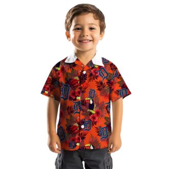 Detroit Tigers Tropical Floral Aloha Shirt - MLB Toucan Navy Red Hawaiian Shirt