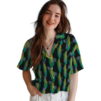 Detroit Tigers Tropical Hawaiian Shirt - Black Green Corn Motifs for MLB Fans