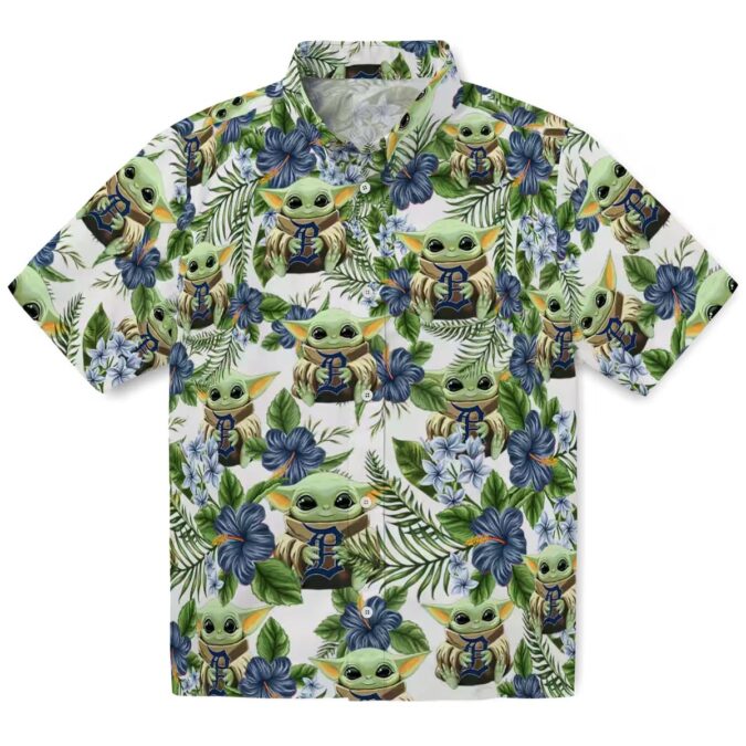 Detroit Tigers Tropical Hawaiian Shirt with Yoda Green Design - MLB Beach Shirt for USA Fans