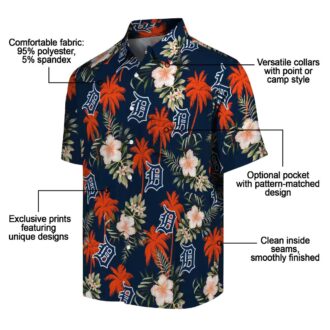 Detroit Tigers Tropical Navy Hawaiian Shirt - MLB Beach Shirt with Palm Tree & Flower Design