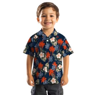 Detroit Tigers Tropical Navy Hawaiian Shirt - MLB Beach Shirt with Palm Tree & Flower Design