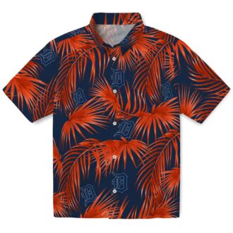 MLB Detroit Tigers Leafy Palms Navy Hawaiian Shirt - Perfect Tropical Shirt for Fans