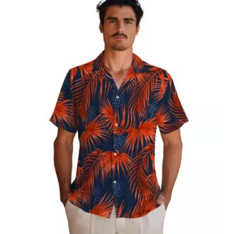 MLB Detroit Tigers Leafy Palms Navy Hawaiian Shirt - Perfect Tropical Shirt for Fans