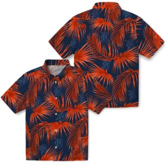 MLB Detroit Tigers Leafy Palms Navy Hawaiian Shirt - Perfect Tropical Shirt for Fans
