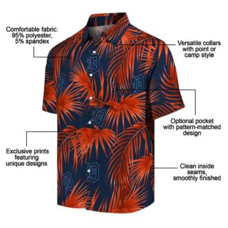 MLB Detroit Tigers Leafy Palms Navy Hawaiian Shirt - Perfect Tropical Shirt for Fans