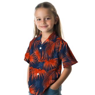 MLB Detroit Tigers Leafy Palms Navy Hawaiian Shirt - Perfect Tropical Shirt for Fans