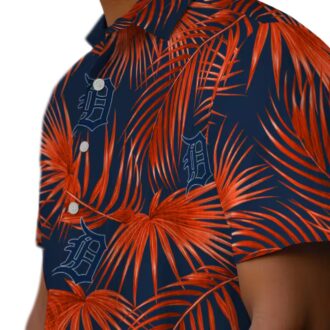 MLB Detroit Tigers Leafy Palms Navy Hawaiian Shirt - Perfect Tropical Shirt for Fans