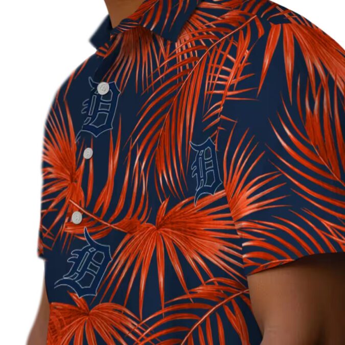 MLB Detroit Tigers Leafy Palms Navy Hawaiian Shirt - Perfect Tropical Shirt for Fans