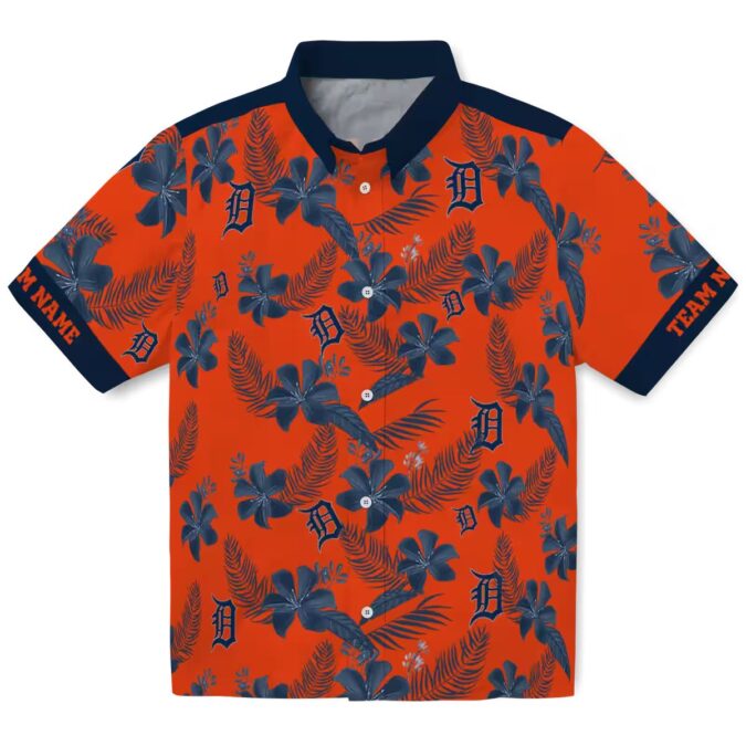 MLB Detroit Tigers Tropical Botanical Print Hawaiian Shirt - Personalized Orange Summer Shirt for Fans