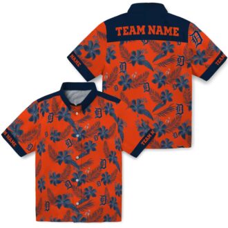 MLB Detroit Tigers Tropical Botanical Print Hawaiian Shirt - Personalized Orange Summer Shirt for Fans