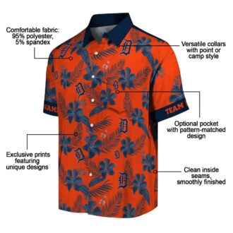 MLB Detroit Tigers Tropical Botanical Print Hawaiian Shirt - Personalized Orange Summer Shirt for Fans