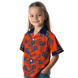 MLB Detroit Tigers Tropical Botanical Print Hawaiian Shirt - Personalized Orange Summer Shirt for Fans