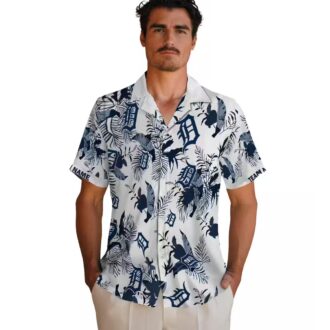 MLB Detroit Tigers Tropical Hawaiian Shirt - Custom Navy White Aloha Beachwear for Fans