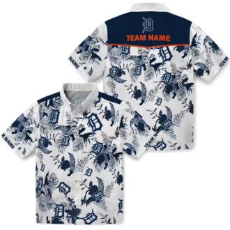 MLB Detroit Tigers Tropical Hawaiian Shirt - Custom Navy White Aloha Beachwear for Fans