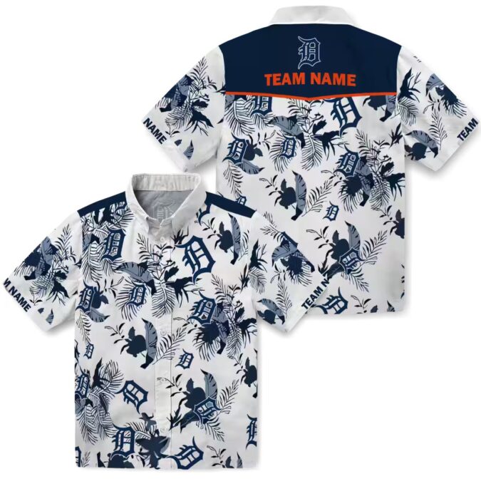 MLB Detroit Tigers Tropical Hawaiian Shirt - Custom Navy White Aloha Beachwear for Fans