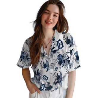 MLB Detroit Tigers Tropical Hawaiian Shirt - Custom Navy White Aloha Beachwear for Fans