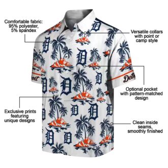 MLB Fans Detroit Tigers Tropical Hawaiian Shirt - Palm Island Print Navy White for Vacation