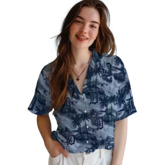 Official Detroit Tigers Coastal Palms Navy Hawaiian Shirt - MLB Summer Tropical Shirt
