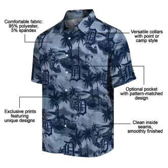 Official Detroit Tigers Coastal Palms Navy Hawaiian Shirt - MLB Summer Tropical Shirt