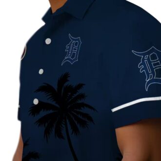 Official Detroit Tigers Hawaiian Shirt - Summer Beach Sunset Tropical Shirt Navy Black