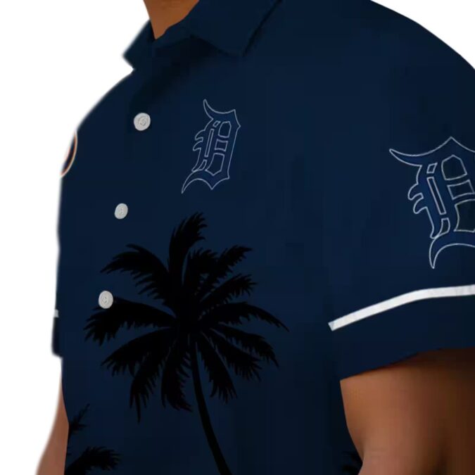 Official Detroit Tigers Hawaiian Shirt - Summer Beach Sunset Tropical Shirt Navy Black