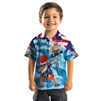 Official Detroit Tigers Surfing Santa Blue Hawaiian Shirt - MLB Beachwear for Fans