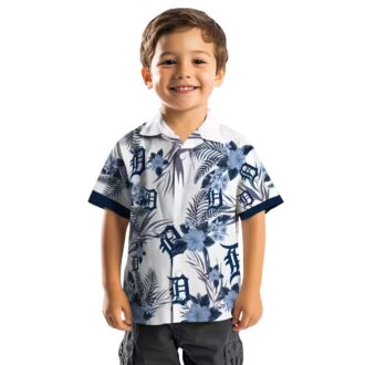 Patriotic Detroit Tigers Hawaiian Shirt - Hibiscus Design Navy White MLB Aloha Shirt