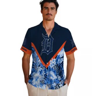 Personalized Detroit Tigers MLB Hawaiian Shirt - Tropical Floral Chevron Summer Shirt