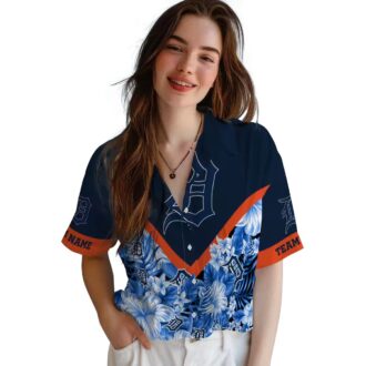Personalized Detroit Tigers MLB Hawaiian Shirt - Tropical Floral Chevron Summer Shirt
