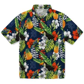 Personalized Detroit Tigers Tropical Hawaiian Shirt - Toucan Navy Green MLB Fan Apparel