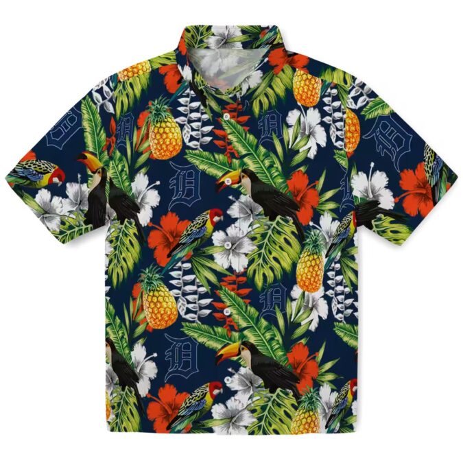 Personalized Detroit Tigers Tropical Hawaiian Shirt - Toucan Navy Green MLB Fan Apparel