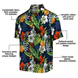 Personalized Detroit Tigers Tropical Hawaiian Shirt - Toucan Navy Green MLB Fan Apparel
