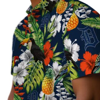 Personalized Detroit Tigers Tropical Hawaiian Shirt - Toucan Navy Green MLB Fan Apparel