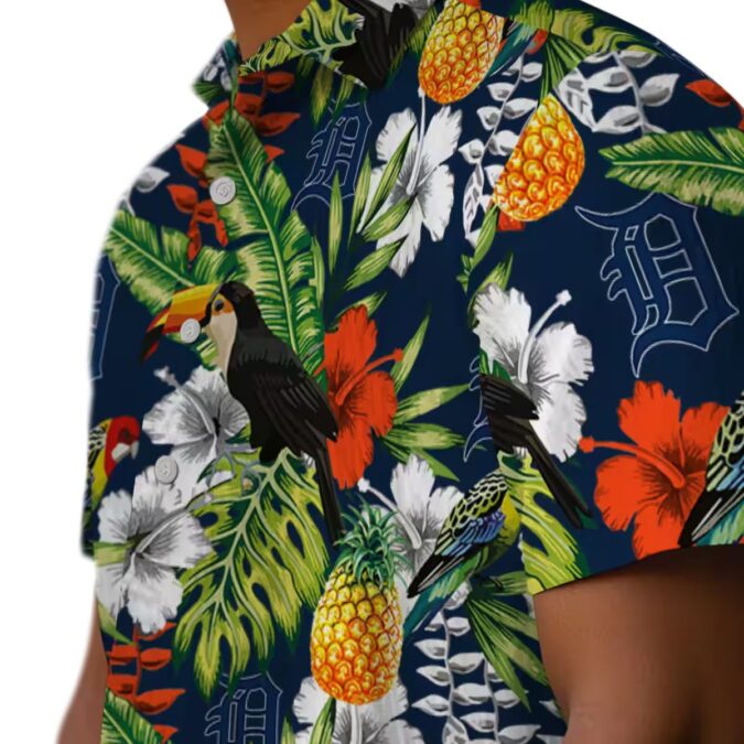 Personalized Detroit Tigers Tropical Hawaiian Shirt - Toucan Navy Green MLB Fan Apparel