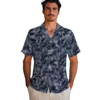 Shop Detroit Tigers Tropical Hawaiian Shirt - Navy Leafy Pattern with MLB Logo for Beach & Vacation