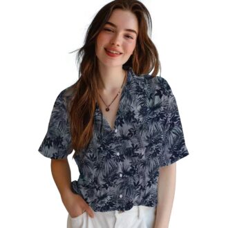 Shop Detroit Tigers Tropical Hawaiian Shirt - Navy Leafy Pattern with MLB Logo for Beach & Vacation