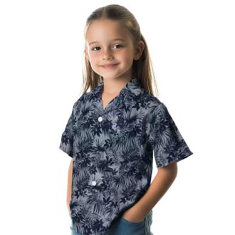 Shop Detroit Tigers Tropical Hawaiian Shirt - Navy Leafy Pattern with MLB Logo for Beach & Vacation