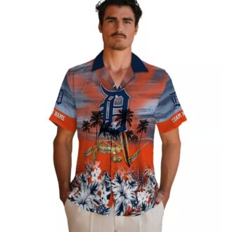 Tropical Canoe Detroit Tigers Hawaiian Shirt - Personalized MLB Beach Shirt for Vacation