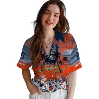 Tropical Canoe Detroit Tigers Hawaiian Shirt - Personalized MLB Beach Shirt for Vacation