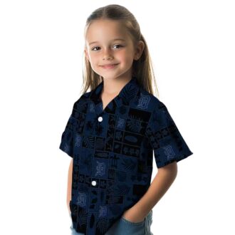 Unique Detroit Tigers Patchwork Tropical Hawaiian Shirt - Navy Black Aloha Shirt for MLB Fans