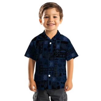 Unique Detroit Tigers Patchwork Tropical Hawaiian Shirt - Navy Black Aloha Shirt for MLB Fans