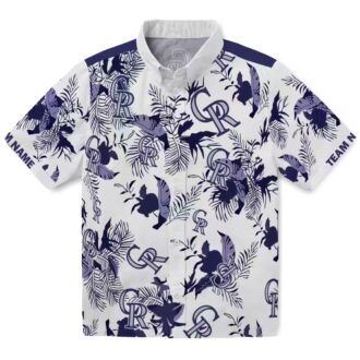 Best MLB Colorado Rockies Hawaiian Shirt - Tropical Blue White Shirt with Botanical Floral Design